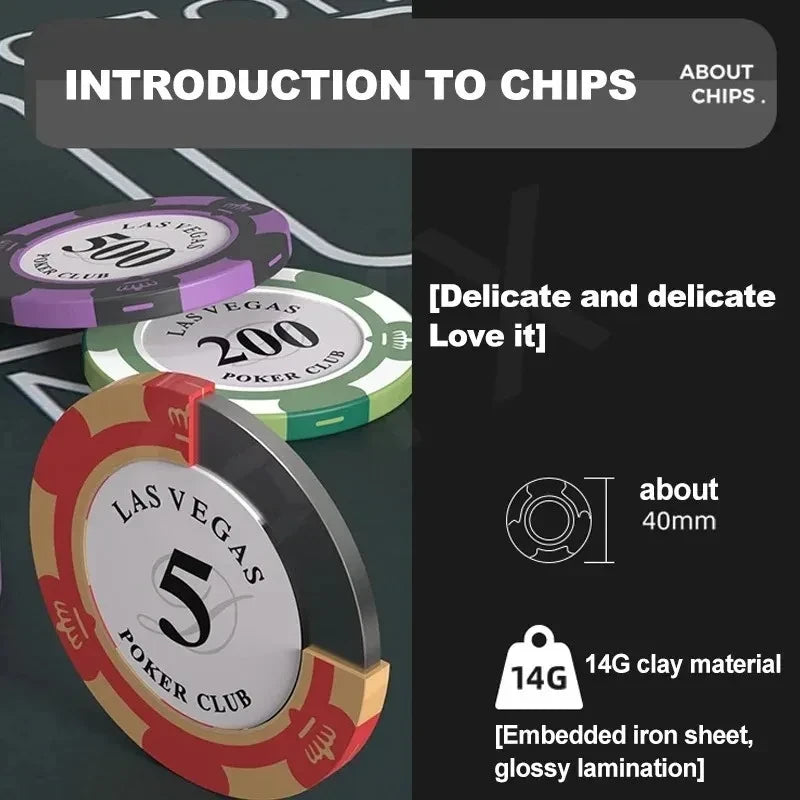 Set de poker profesional con fichas de arcilla