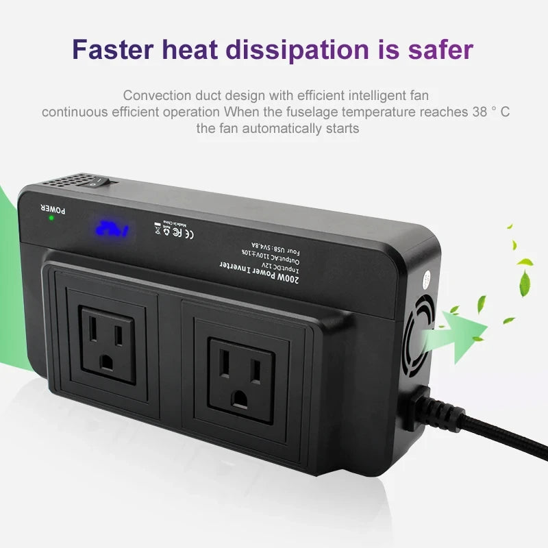Inversor de Corriente con Pantalla Digital y Puertos USB