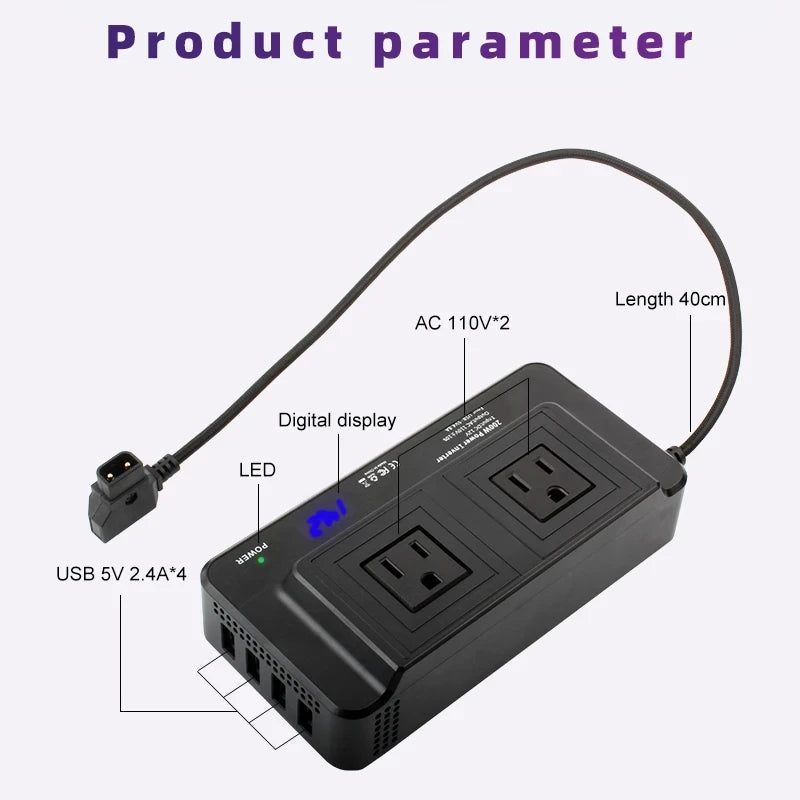 Inversor de Corriente con Pantalla Digital y Puertos USB