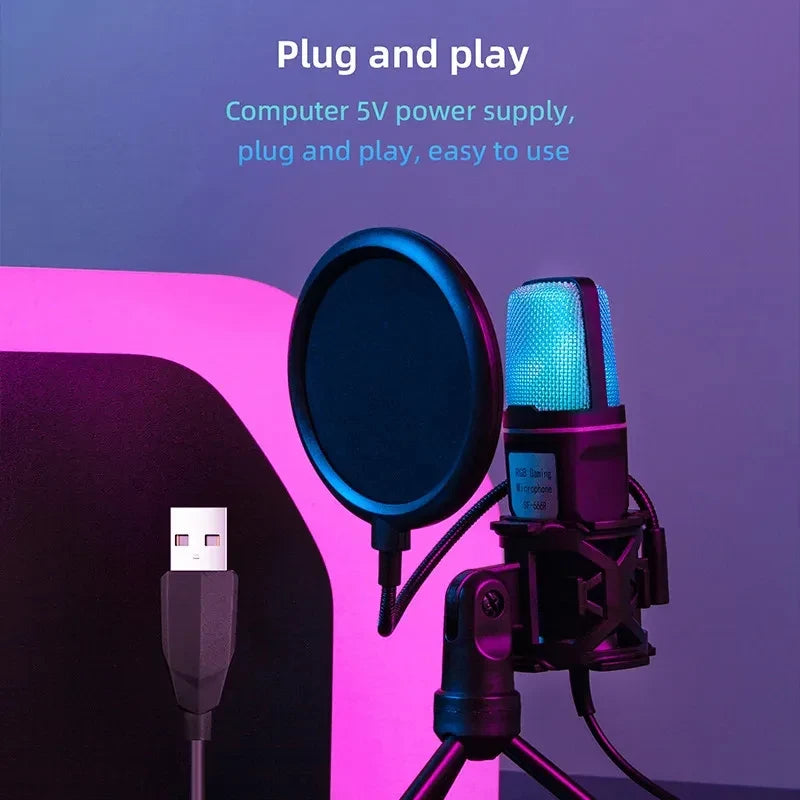 Microfono USB condensador RGB