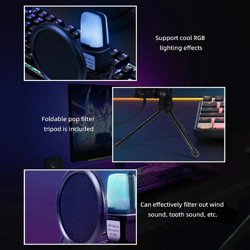 Microfono USB condensador RGB