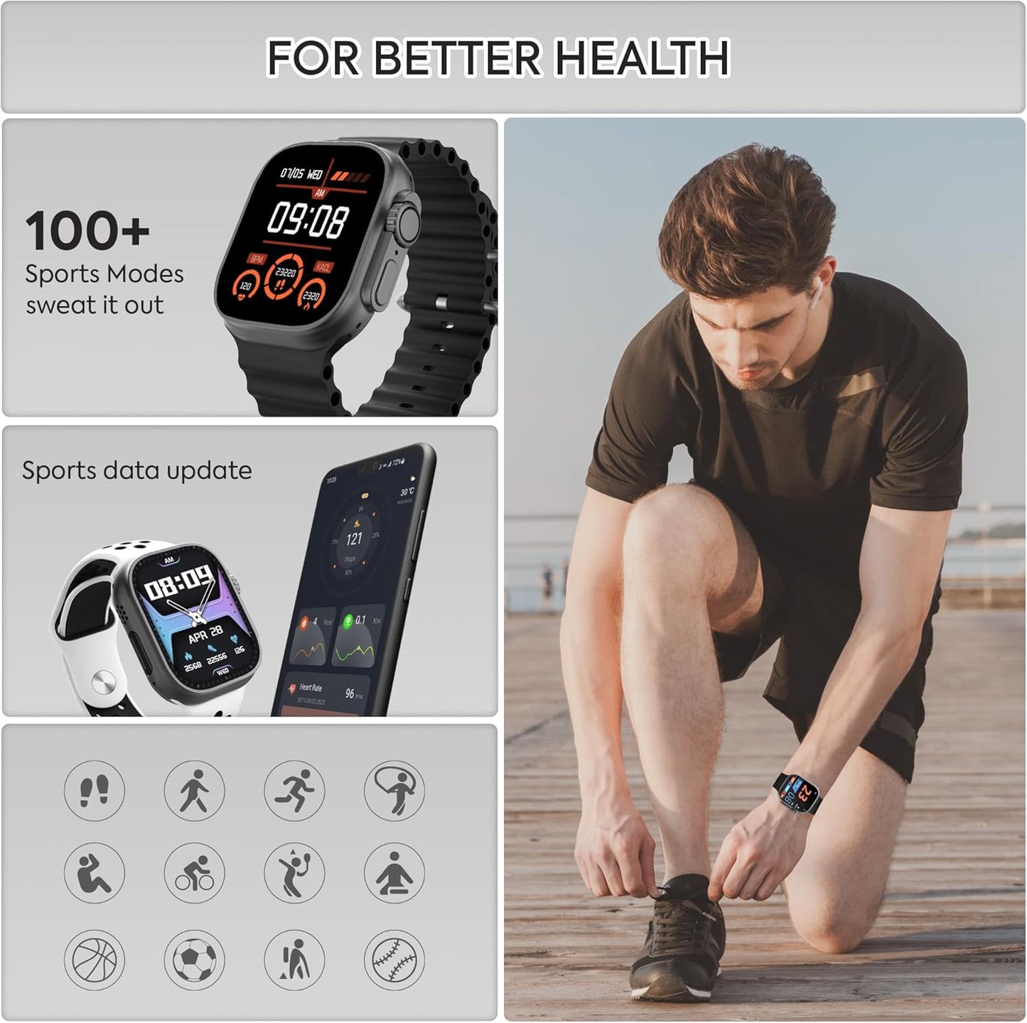 Smartwatch Ultra Pro con 2 correas ( negro + blanco )