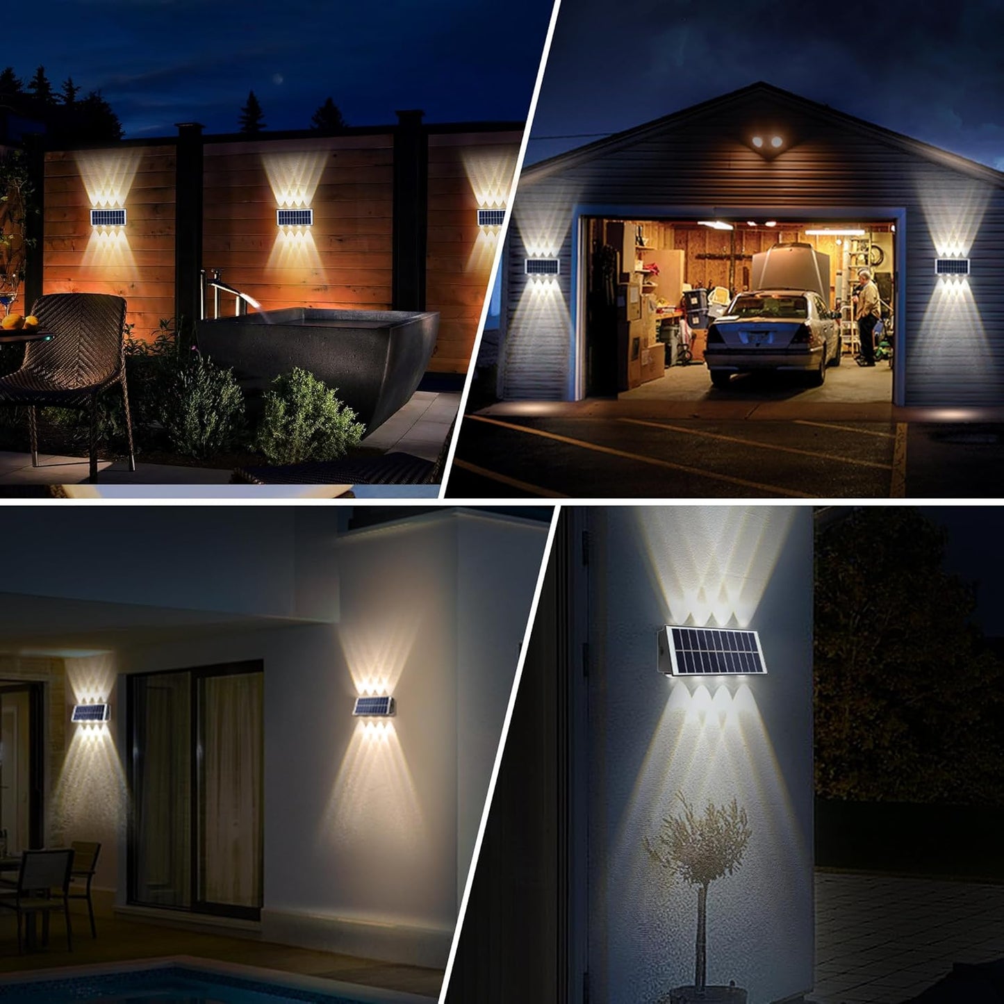 Lámpara solar de pared exterior con 8 LED